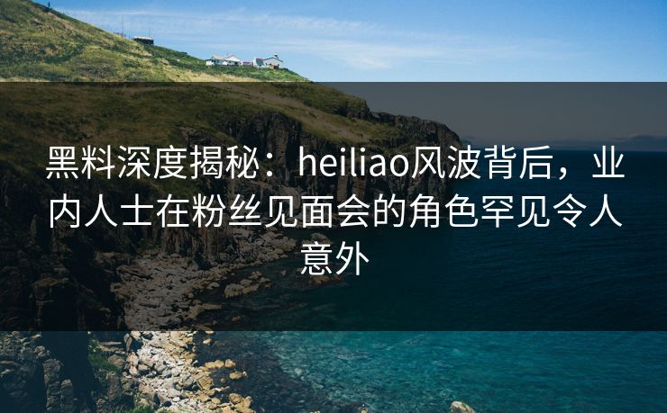 黑料深度揭秘：heiliao风波背后，业内人士在粉丝见面会的角色罕见令人意外
