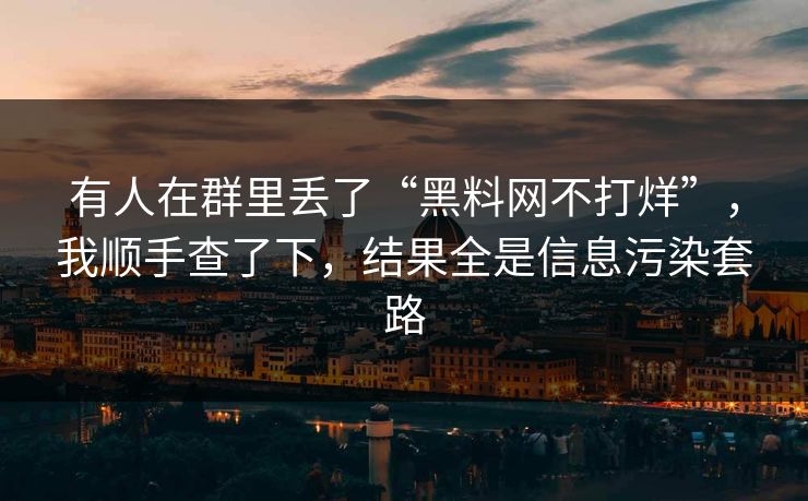 有人在群里丢了“黑料网不打烊”，我顺手查了下，结果全是信息污染套路