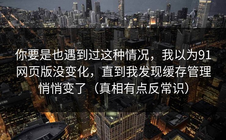 你要是也遇到过这种情况，我以为91网页版没变化，直到我发现缓存管理悄悄变了（真相有点反常识）